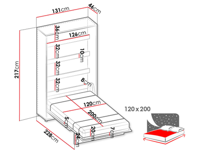 Krevat muri vertikal CONCEPT JUNIOR CJ-01 120x200, bezhë