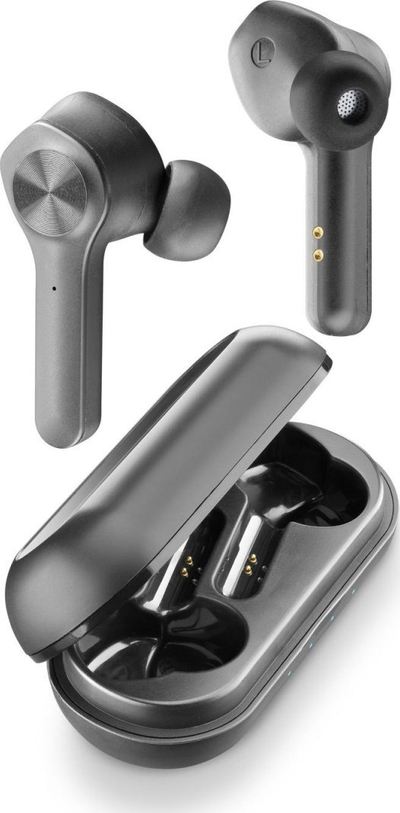 Безжични слушалки True Wireless Cellularline Elusion, во уво, со куќиште за полнење, црни