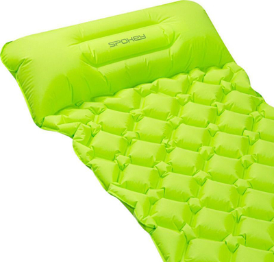 Dyshek ajror trekking Spokey AIR BED, najlon me veshje TPU, me jastëk të integruar, jeshil