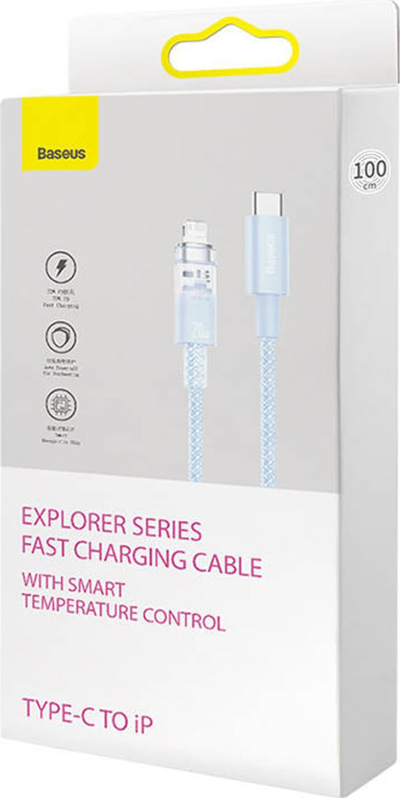 Kabllo kariku Baseus Explorer Series USB C në Lightning, 1m, 20W, blu
