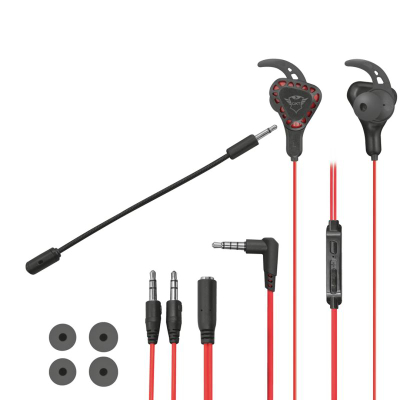 Kufje gaming Trust GXT 408 Cobra, me kabllo, të kuqe e zeza