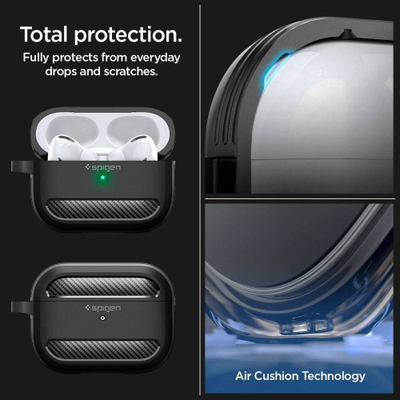 Kapak Spigen Rugged Armor për Apple AirPods Pro 2/1, TPU, i zi mat