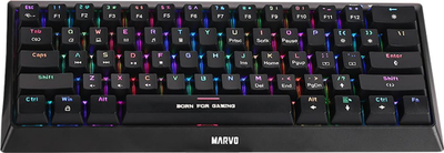 Tastierë gaming Marvo KG962EN B, mekanike Blue, 60%, me drita, e zezë