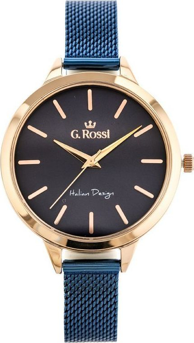 Orë dore G.Rossi Classic Fashion, mekanizëm kuarc, rosegold me blu të errët