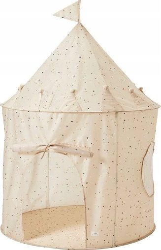 Çadër loje për kalamaj 3 Sprouts Play Tent Castle, poliester i riciklum, për brenda edhe jashtë, terrazzo bezhë