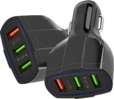 Karikues veture USB QC3.0, 3x USB, 3.1A, me kabllo microUSB, i zi