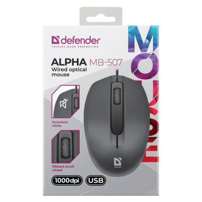 Mouse Defender Alpha MB-507, me kabllo, 1000DPI, i zi