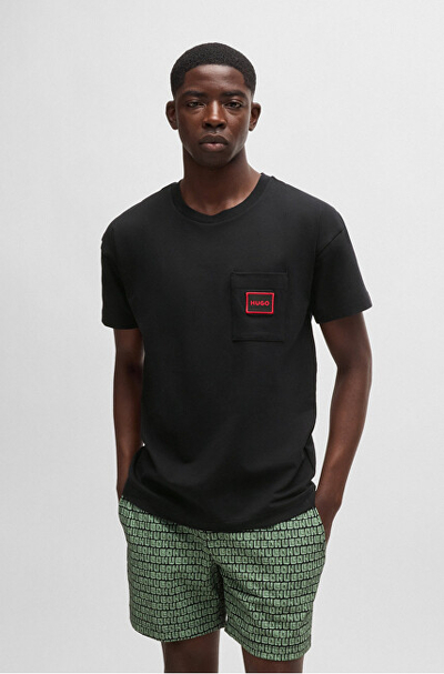 Set pizhama HUGO BOSS MONOGRAM, të zeza/gjelbra