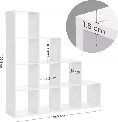 Raft librash Oskar Bookshelf LBC10WTV1, 130cm, 6 ndarje, i bardhë