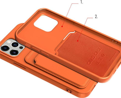 Këllëf silikoni Hurtel Card Case për Samsung Galaxy A22 4G, me xhep për kartela, i zi