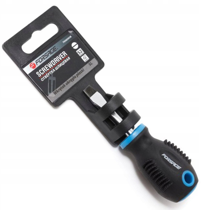 Thjerrëz e sheshtë Forsage SL5.5x30mm, çelik CR V, dorezë zi kaltër
