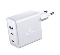 Karikues Swissten GaN, 2x USB-C, + 1x USB, 70W, i bardhë