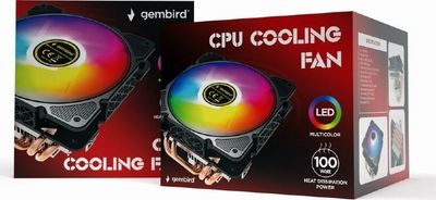 Ftohës CPU Gembird Huracan X140, 100 W, ARGB, i zi