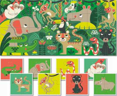 Puzzle për kalamoj Ludattica Baby Puzzle Collection The Jungle, 32 copa, 2-5 vjeç, me ngjyra