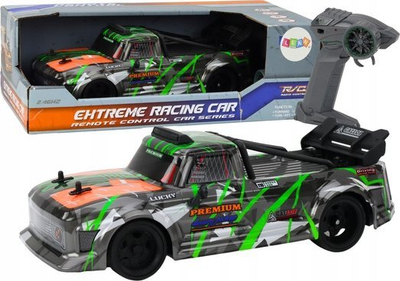 Makina me pult LeanToys RC, shkallë 1:16, rrota gome për drift, gri me jeshile