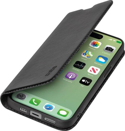 Mbulesë telefoni SBS Book Wallet për iPhone 15 Pro, me xhepa për karta, e zezë