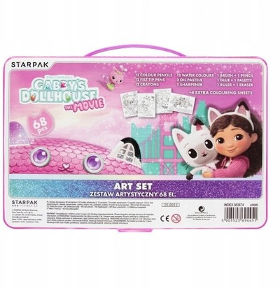 Set artistik Starpak Gabby’s Dollhouse The Movie, 68 elemente, valixhe portative, rozë