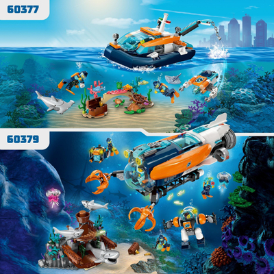 Set lodrash LEGO City Deep-Sea Explorer Submarine 60379, nëndetëse nënujore, 7+ vjeç, shumëngjyrësh
