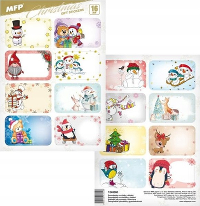 Stickerë për dhurata MFP Christmas Children 1240860, set me 16 copë, me motive festive shumëngjyrëshe