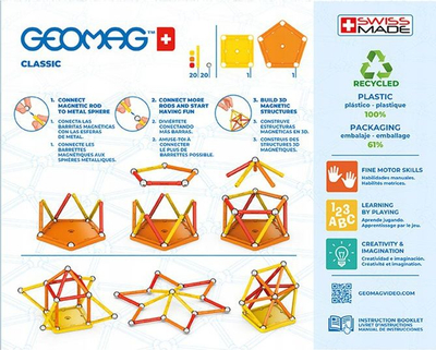 Сет конструктивен магнетен Geomag Classic, 42 делови, шарен