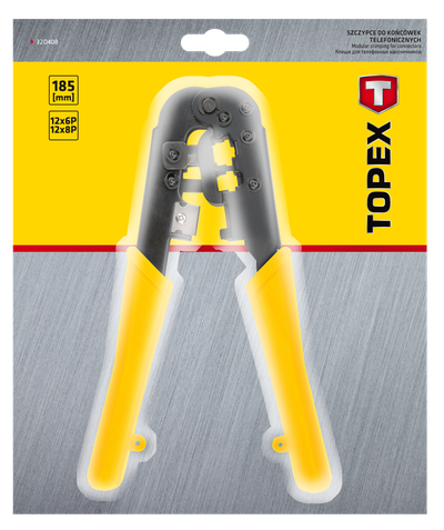 Pinca Topex 32D408, për konektorë telefoni 6P 8P, 185mm, e zezë