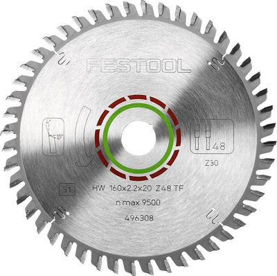 Teh rrethor për hekur Festool 210mm, 36 dhëmbë, vrimë 30mm, ngjyrë argjendi