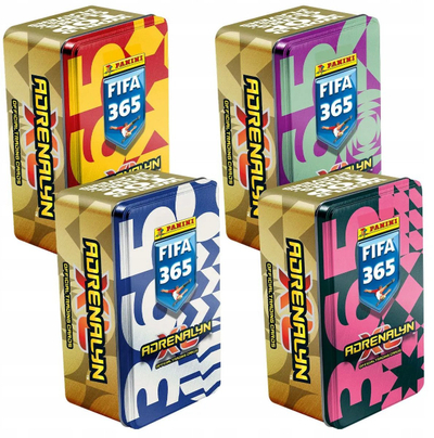 Kuti koleksionuese Panini FIFA 365 Adrenalyn XL Classic Tin, me kartela loje, shumëngjyrëshe