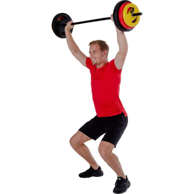 Set shtangë Pure2Improve Fitness Barbell P2I, 20 kg, me disqe çimentoje, shumëngjyrësh