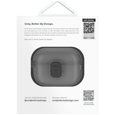 Mbrojtëse kufjesh Uniq Glase Pro për AirPods Pro 2, TPU, me karabinë, transparente