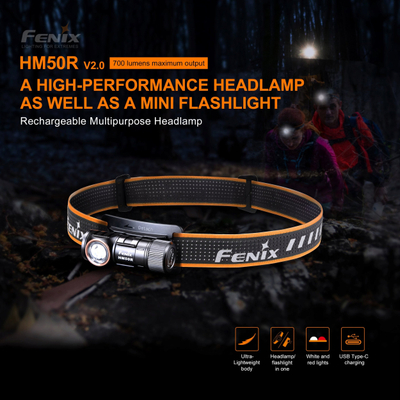 Fener koke Fenix HM50R V2, 700 lumen, i zi