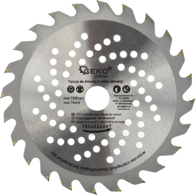 Кружен диск за сечење GEKO 180mm, 22mm, 24 заби карбид