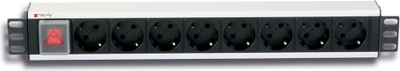 Shirit kontakti rack Techly I-CASE STRIP-18SH, 19", 8x Schuko, kabllo 3m