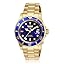Orë dore Invicta Pro Diver, kuarc, çelik inox, ari blu