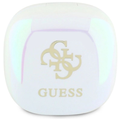 Kufje TWS Guess 4G me logo të printuar, Bluetooth 5.3, IPX5, të bardha