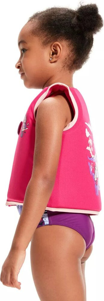 Jelet noti për fëmijë Speedo Learn to Swim Float Vest, panele shkumë, mbyllje me zinxhir, rozë