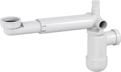 Sifon lavamani Deante Space Saver NHC 633K, 5/4" DN32, me dalje për lavatriçe, i bardhë