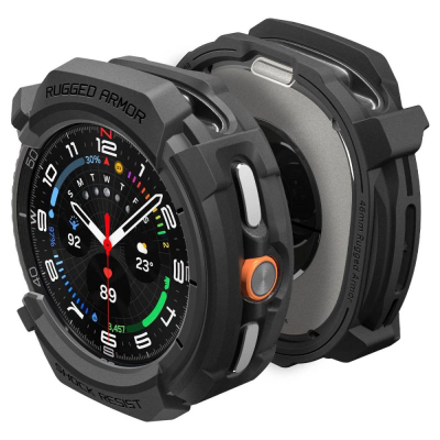 Mbrojtëse ore Spigen Rugged Armor për Samsung Galaxy Watch 8 Classic 46mm, TPU, e zezë matte