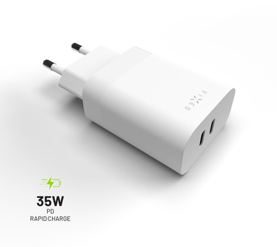 Karikues FIXED me 2x USB-C, PD, 35W, i bardhë