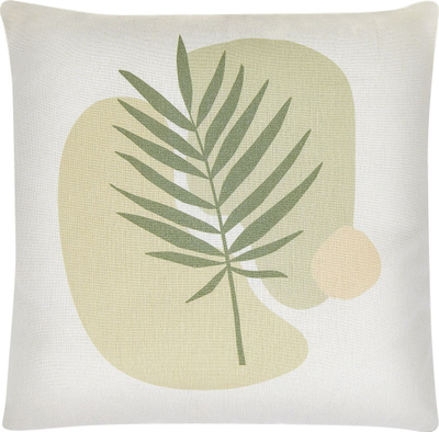 Set jastëkësh dekorativë Beliani MICROSORUM, 45x45cm, motiv bimore, jeshile e çelët