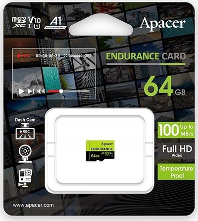 Kartë memorie microSDXC Apacer Endurance, 64GB, Class 10, UHS-I U3, A1, V30