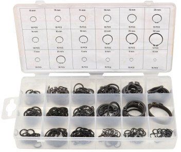 Set unaza sigurie interne eksterne, 225 copë, çelik suste, i zi