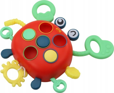 Lodër kafshuese sensoriale Leantoys Crab, interaktive, për foshnje, e kuqe