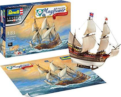 Set modeli plastik Revell Gift Set Mayflower 400th Anniversary 05684, shkalla 1:83, me ngjitës dhe bojëra