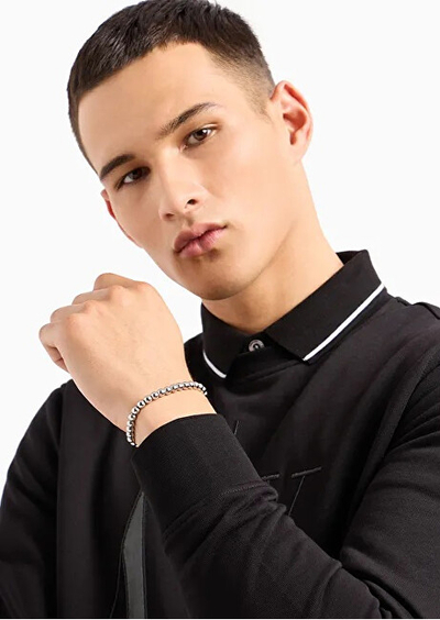Byzylyk për meshkuj Armani Exchange AXG0118040, 21 cm, i argjendtë