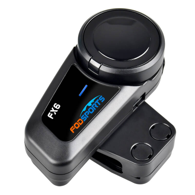 Interkom motoçiklete Fodsports FX6, paketim i dyfishtë, Bluetooth, i zi