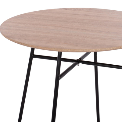 Tavolinë MDF + këmbë metalike Ø80×75 cm HM8743.01, zezë