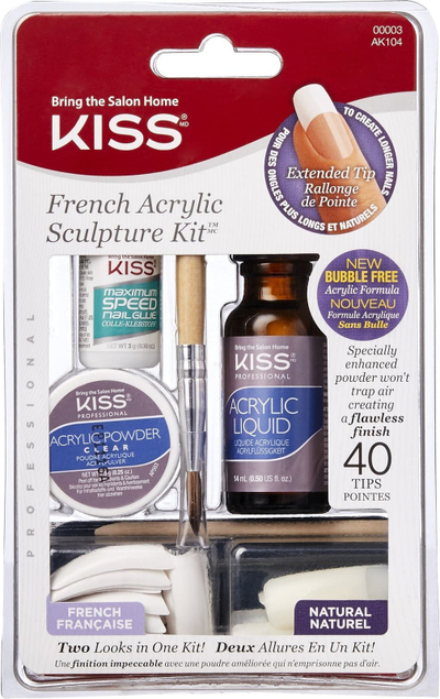 Set akril për thonj KISS French Acrylic Sculpture, komplet profesional, transparent