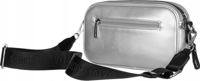 Çantë crossbody për goca David Jones, lëkurë eko, rrip i gjerë, argjend
