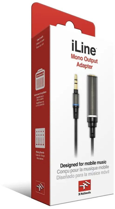 Kабел аудио IK Multimedia iLine Mono Output Adapter, 30 cm, 3.5 mm во 6.35 mm, црн