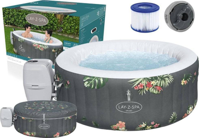 Надувлив кад за спа Bestway Lay-Z-Spa Aruba, 170x66cm, 110 AirJet, со тропски дизајн